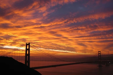 Bridge Clouds Gate Golden Sky Sunset HD Wallpapers