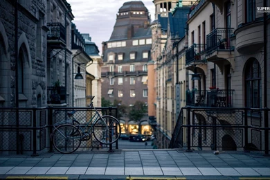 Bicycle On A Street In Stockholm Wallpapers   World Wallpapers