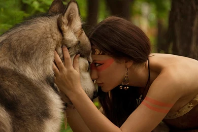 1920x1080 Girl Wolf Friendship Wallpapers