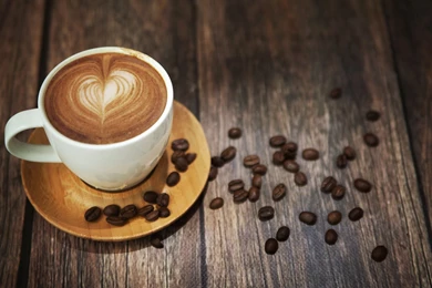 Coffee Cup Foam Drink Coffee Beans Wood Desktop Wallpapers By ...