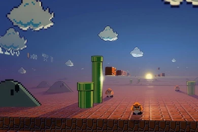 Sunset In 3D Mushroom Kingdom