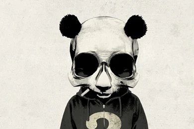 Smoking Panda Cartoon Art iPad Wallpapers Download