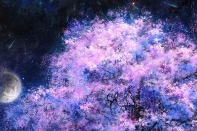 Purple Tree Under The Night Sky Mobile Wallpapers 8826