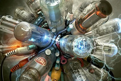 Electricity Fantasy Art Lamps Cyberpunk Machinery Fuse Wallpapers ...