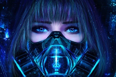 Download Wallpapers Girl, Mask, Respirator, Eye, Eyes, Art ...