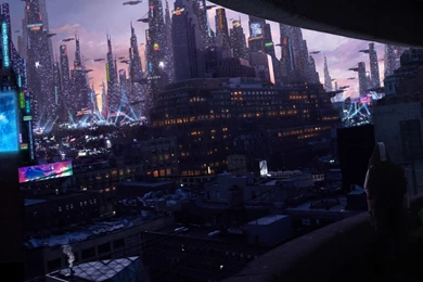 Cyberpunk City Lights Future Skyscrapers AMM