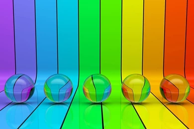 Transparent Spheres On Rainbow Stripes Wallpapers   3D Wallpapers ...