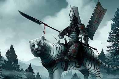 Download 1280x720 Samurai On A White Tiger Wallpapers