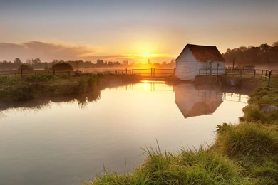 Village Sunset Wallpaper Reflection Image Home Picture.jpg