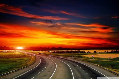 Highway At Sunset Wallpapers   HD Wallpapers