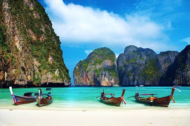 Download Wallpapers Thailand Tropics Beach Boat Free Desktop