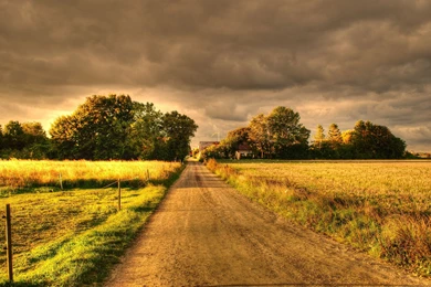 Download Wallpapers 3840x2400 Autumn, Field, Road, Landscape Ultra ...