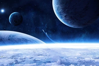Space Ship And Blue Planet Wallpapers