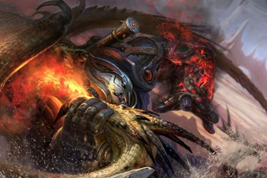 Download Wallpapers 1920x1080 Robot, Dragon, Battle, Capture, Fire ...