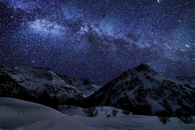 Winter, Sky, Stars, Nature, Night >> HD Wallpaper, Get It Now!