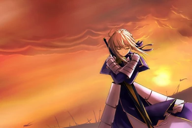 Download Wallpapers 3840x2400 Fate Stay Night, Saber, Girl, Sunset ...