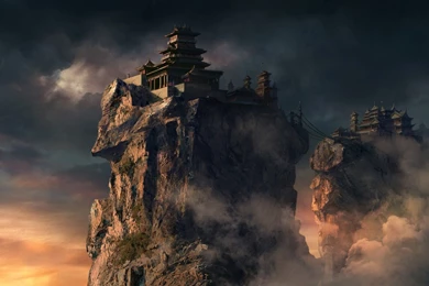 Mountains Castles Fantasy Art Wallpapers