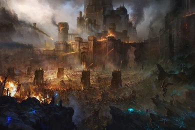 Castles, Fire, Demons, Fantasy Art, Battles, Siege, Catapults ...