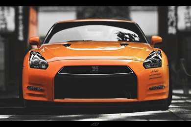 1680x1050 Orange Nissan Skyline GTR Front Desktop PC And Mac Wallpapers