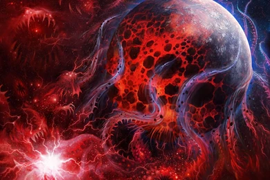 Download Wallpapers 1920x1080 Art, Space, Abstract, Red, Line Full ...