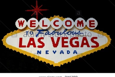 Welcome To Las Vegas Sign Made Out Of Lego Cut Out On A Black ...