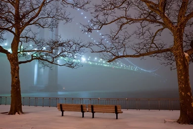 1920x1080 Winter Park Bench Wallpapers