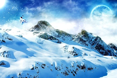 Planet Over Snowy Mountains Wallpapers   Free Wide HD Wallpapers