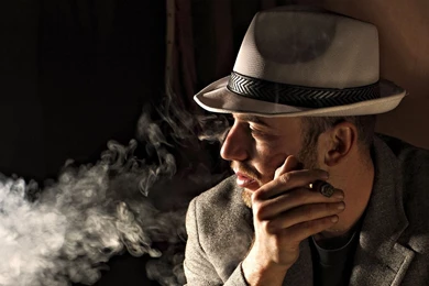 Download Wallpapers 1920x1080 Man, Hat, Cigar, Smoke, Brutality ...