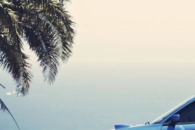 Download Blue Subaru Impreza WRX On The Beach Wallpapers For iPhone 4