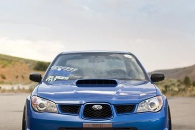 Download Blue Subaru Impreza WRX Front Wallpapers For iPhone 4