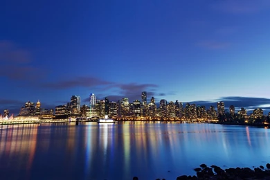 Download Wallpapers 2560x1080 Vancouver, Night, Panorama 2560x1080 ...
