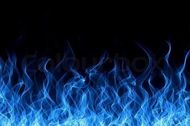 Blue Gas Fire Flame On Black Backgrounds
