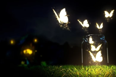 1366x768 Glowing Butterflies Art Wallpapers
