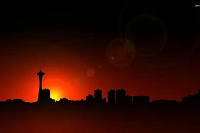 Seattle Skyline At Sunset Wallpapers   Vector Wallpapers