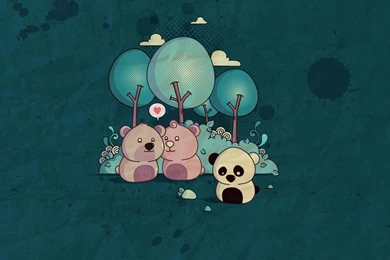 Download Wallpapers 2048x1152 Panda, Bear, Wood, Paper HD HD Backgrounds