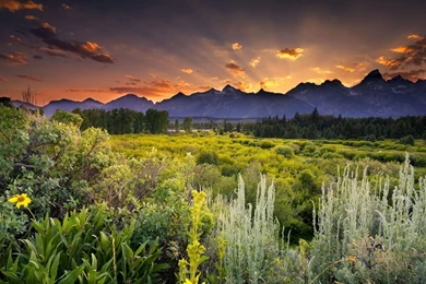 Download Wallpapers 1920x1080 Wyoming, Usa, Sunset, Landscape ...