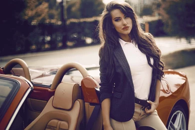 Car And Girl Awesome HD Wallpapers