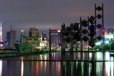 Download Wallpapers 1920x1080 Japan, Tokyo, Buildings, River, Dock ...