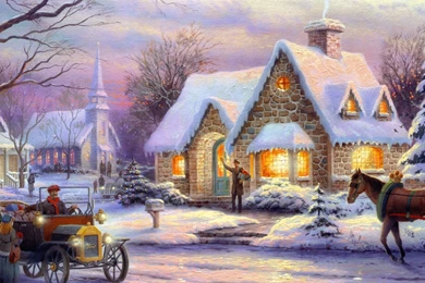 Download Wallpapers 2048x1152 Holiday, Graphic, Home, Winter ...
