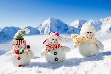 Winter Holiday Happy Snow Man With Blur Landscape On Backgrounds ...