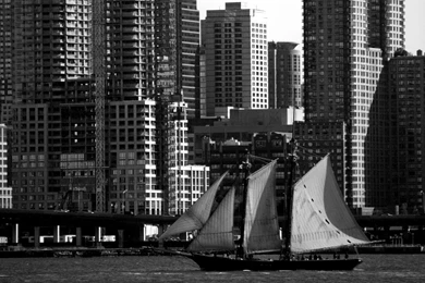Cityscapes River Sailboat Black And White Hd Wallpapers   (