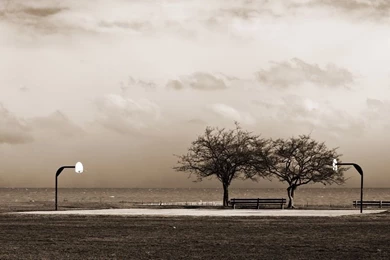 Street Lakeside Basketball Court Wallpapers Hd