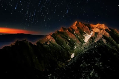 Starry Sky Over The Mountain Peak Wallpapers   Nature Wallpapers ...