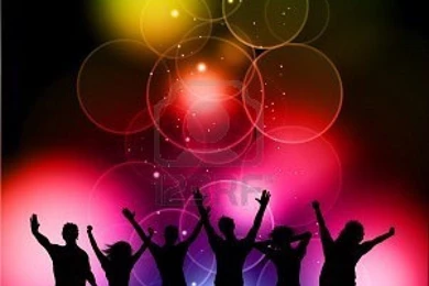 8847350 silhouettes of people dancing on a colourful bokeh lights ...