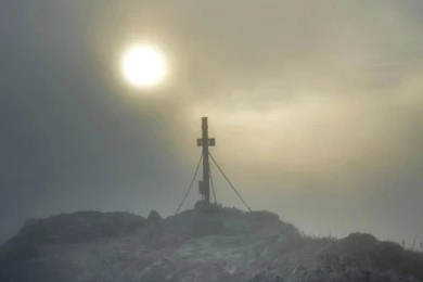 Mountains Landscapes Cross Fog Mist Sunlight Wallpapers