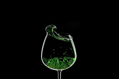 3D Glass Green Drink In Black Backgrounds