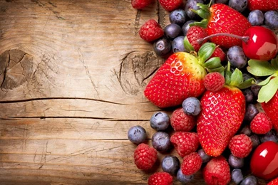 Berries On Wooden Backgrounds (