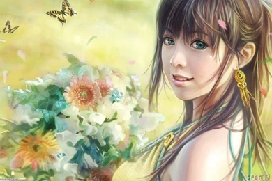 Beautiful Anime Girl With Green Eyes Wallpapers