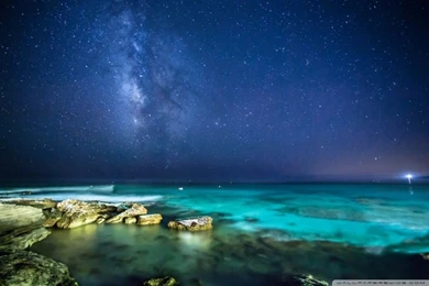 Ocean Night Sky HD Desktop Wallpapers : High Definition : Fullscreen