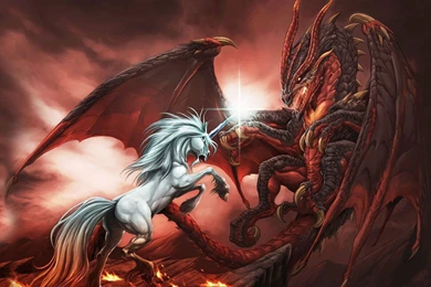 Unicorn Vs Dragon Wallpapers   Fantasy Wallpapers